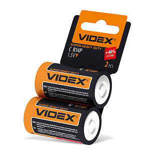 Батарейка сольова Videx R14P/C SHRINK CARD 21155