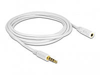 Кабель аудіо-подовжувач Delock Jack 3.5mm 4pin M F 2.0m AWG24 AUX Gold білий (70.08.4482) TN, код: 7453622