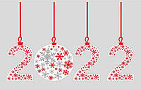 Наклейка виниловая Zatarga Снежинки 2022 красные Размер L 1000х600мм глянцевая QT, код: 6876288