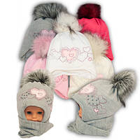 Детский комплект - шапка и шарф для девочки, Ambra (Польша), утеплитель Iso Soft, P27