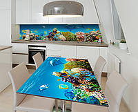 Наклейка 3Д виниловая на стол Zatarga «Подводные рифы» 600х1200 мм для домов, квартир, столов UP, код: 6441645