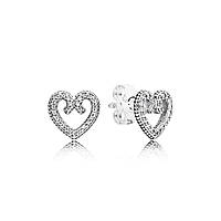 Серебряные серьги Pandora Ажурные сердца 297099CZ DS, код: 7360058