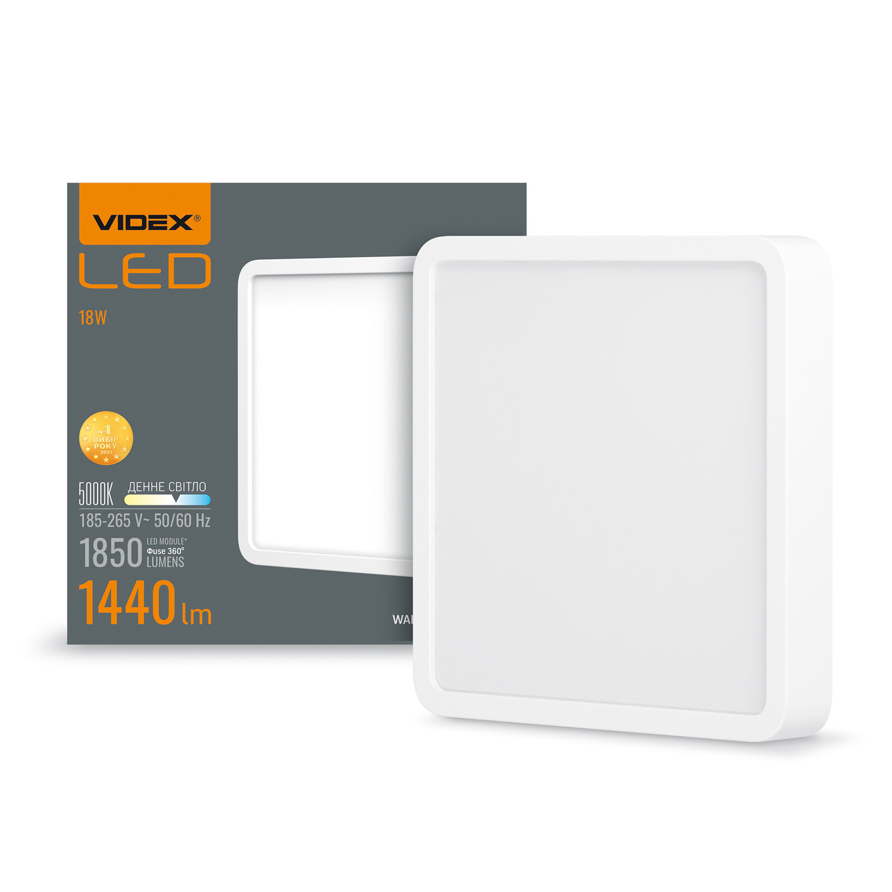 LED Світильник накладний квадрат Videx 18W 5000K White VL-DLSS-185 24152