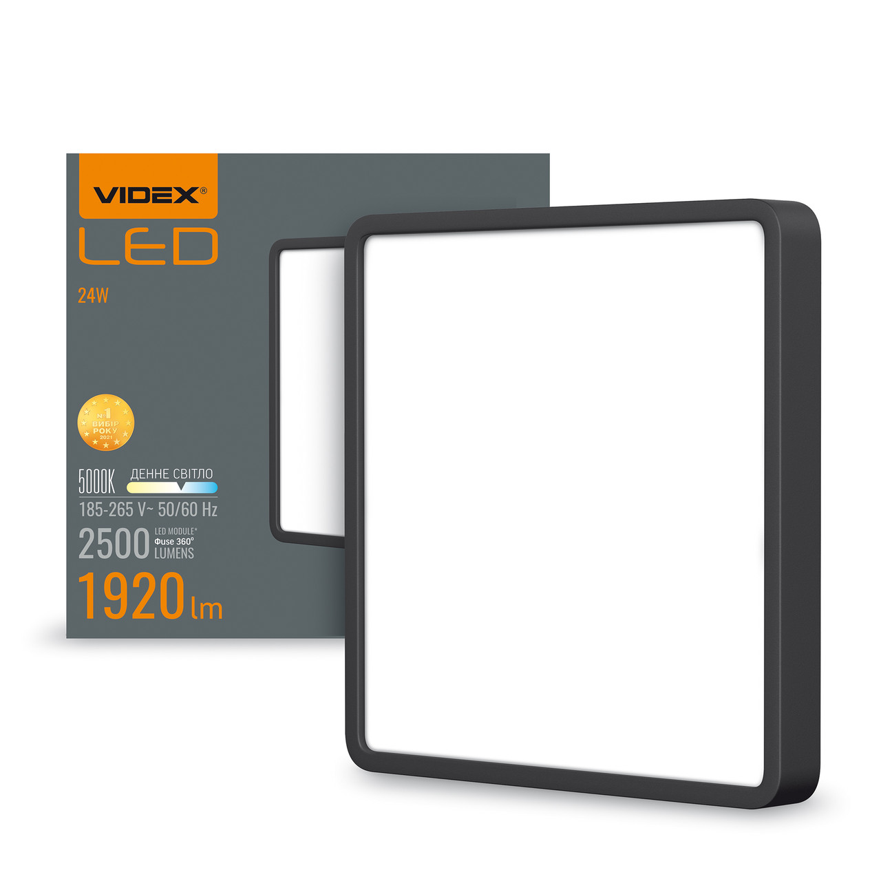 LED Світильник накладний квадрат Videx 24W 5000K Black VL-DLSS-245B 27802