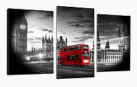 Модульная картина ProfART 497_3 70x110 см Лондонский автобус (hub_hhuH82141) PZ, код: 1225358