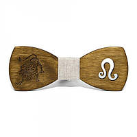 Класична Дерев'яна Краватка Метелик Gofin wood З Знайом Зодіака Лев GBDH-8439 PK, код: 388786