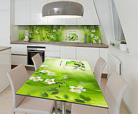 Наклейка 3Д виниловая на стол Zatarga «Чай из черёмухи» 650х1200 мм для домов, квартир, столо QT, код: 6508570