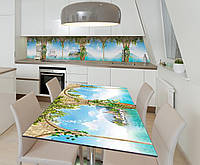 Наклейка 3Д виниловая на стол Zatarga «Отбытие парусника» 650х1200 мм для домов, квартир, сто UP, код: 6442218