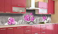 Наклейка на скинали Zatarga на кухню Розовые лепестки на камнях 600х2500 мм виниловая 3Д накл UP, код: 5866861