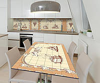 Наклейка 3Д виниловая на стол Zatarga «Кухонные виньетки» 600х1200 мм для домов, квартир, сто QT, код: 6508707