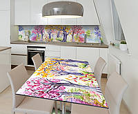 Наклейка 3Д виниловая на стол Zatarga «Цветное межсезонье» 650х1200 мм для домов, квартир, ст QT, код: 6508724