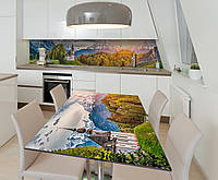 Наклейка 3Д виниловая на стол Zatarga «Вид на Монблан» 650х1200 мм для домов, квартир, столов QT, код: 6508876