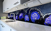 Наклейка виниловая кухонный фартук Zatarga Синие Пионы Вода 600х2500 мм QT, код: 5561898