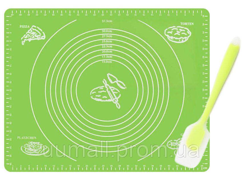 Набор 2Life силиконовый антипригарный коврик 50 х 40 см Зеленый и лопатка с антипригарным пок UM, код: 2665252 - фото 1 - id-p2165705700