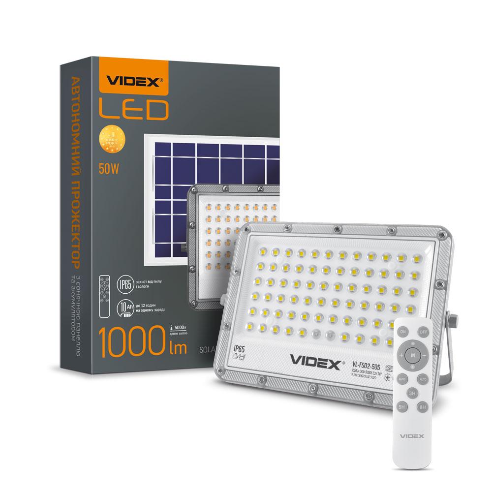 LED прожектор автономний Videx 1000LM 5000K 3.2V VL-FSO2-505 27063