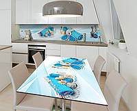 Наклейка 3Д виниловая на стол Zatarga «Бирюзовый релакс» 600х1200 мм для домов, квартир, стол QT, код: 6439797