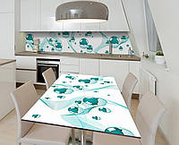 Наклейка 3Д виниловая на стол Zatarga «Бирюзовые сферы» 600х1200 мм для домов, квартир, столо QT, код: 6439812