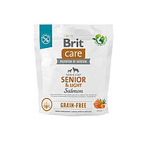 Корм Brit Care Grain Free Senior and Light Salmon сухой с лососем для пожилых собак 1 кг OM, код: 8451634