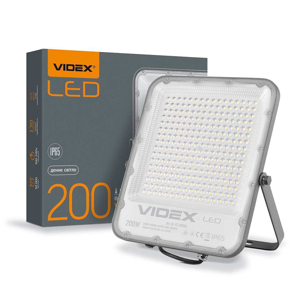 LED прожектор Videx Premium F2 200W 5000K VL-F2-2005G 26173