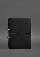 Кожаный блокнот А4 на кольцах (софт-бук) 9.0 в мягкой обложке черный краст BlankNote PS, код: 8132590