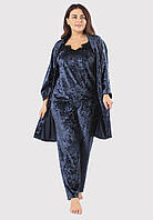 Комплект Хлоя супер батал халат+майка+брюки Ghazel 17111-11 88 Синий 60 UM, код: 7357993