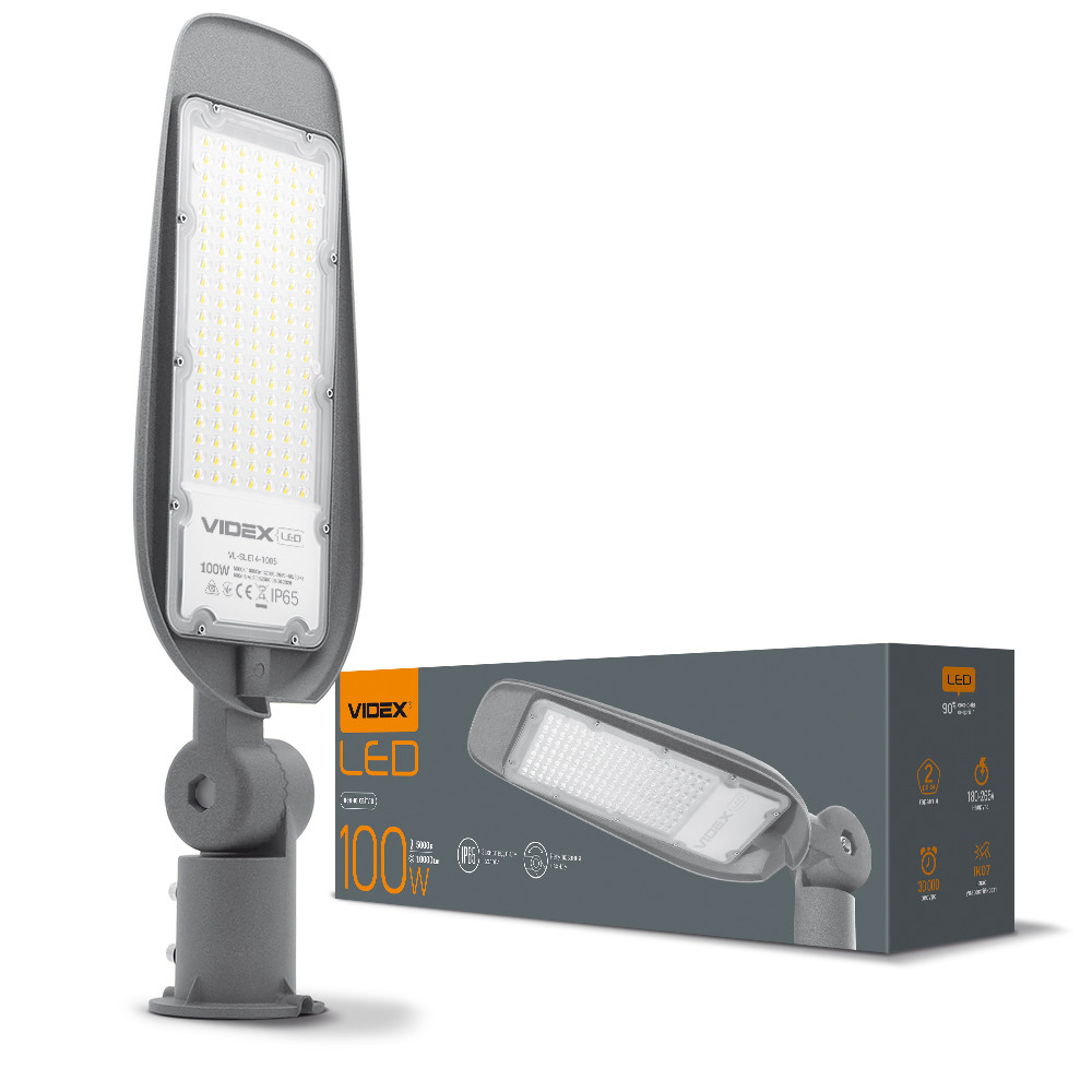 LED вуличний ліхтар Videx поворотний 100W 5000K Сірий VL-SLE14-1005 25909