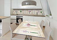 Наклейка 3Д виниловая на стол Zatarga «Милые букеты» 600х1200 мм для домов, квартир, столов, QT, код: 6440353