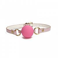 Силиконовый кляп-шарик с золотой фурнитурой Mouth Gags Toys Pink Bdsm4u PK, код: 8368120