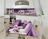 Наклейка 3Д виниловая на стол Zatarga «Фиолетовая улыбка» 650х1200 мм для домов, квартир, сто UP, код: 6443765