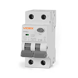 Диференційний автомат VIDEX RESIST АС 2п 30мА 6кА 16А VF-RS6-DA2AC16 27118
