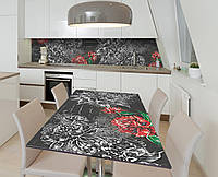 Наклейка 3Д виниловая на стол Zatarga «Чёрно-красный дуэт» 600х1200 мм для домов, квартир, ст UP, код: 6444187