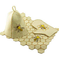 Набор для бани Sauna Pro Пчелка из белого войлока (A-185) OM, код: 376391