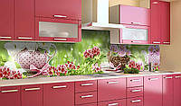 Наклейка виниловая кухонный фартук Zatarga Цветы и Розовый Фарфор 600х3000 мм QT, код: 5570412