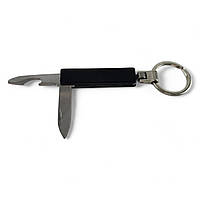 Нож-брелок с перочинным ножом черный (2 в 1)(9,5х3х1см)