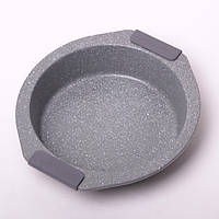 Форма для выпечки круглая Kamille d-28,5 х 26,5 х 6 см. из углеродистой стали серый мрамор КМ CP, код: 7789252