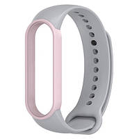 Ремешок MiJobs Double Color для Xiaomi Mi Band 5 6 Grey Pink OM, код: 6499518