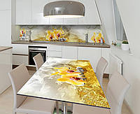 Наклейка 3Д виниловая на стол Zatarga «Медовые орхидеи» 650х1200 мм для домов, квартир, столо QT, код: 6512128