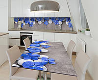 Наклейка 3Д виниловая на стол Zatarga «Синяя гортензия на гальке» 600х1200 мм для домов, квар QT, код: 6512259