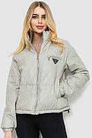 Куртка женская из мягкой экокожи светло-серый 186R095 Ager L BM, код: 8453951