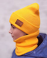 Вязаная шапка с хомутом демисезонная КАНТА унисекс размер взрослый желтый (OC-924) IN, код: 5558659