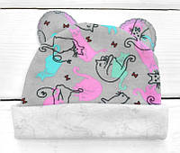 Шапка для малышей с ушами Malena котики серый 48 (1714816481) IN, код: 8334257