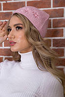 Женская однотонная шапка розового цвета с вышивкой 167R7786 Ager one size IN, код: 8236472