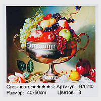 Картина за номерами + Алмазна мозаїка B 70240 "TK Group", 40х50 см, "Ваза з фруктами", в коробці ish