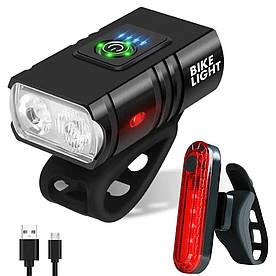 Велосвітло комплект передня/задня фара USB 1000мАгод LED T6 AC Prof BK02