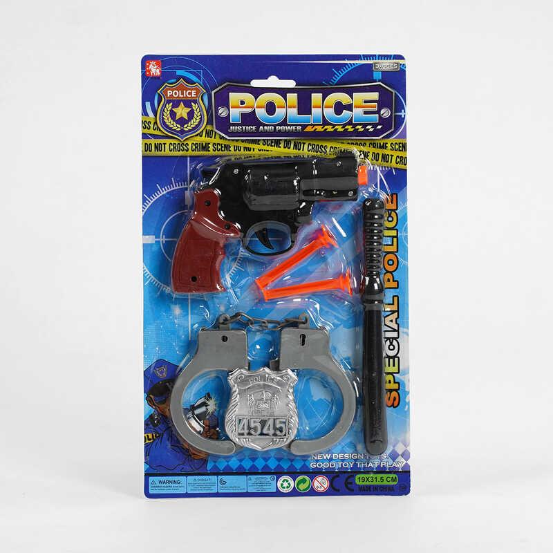 Поліцейський набір 2323-14 револьвер, патрони, наручники, палиця, значок, на листі ish - фото 1 - id-p2166044847
