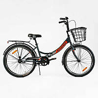 Велосипед складний Corso 24`` Advance AD-24715 одношвидкісний, складна сталева рама 14``, корзина, багажник
