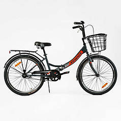 Велосипед складний Corso 24`` Advance AD-24715   одношвидкісний, складна сталева рама 14``, корзина, багажник   ish