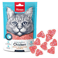 Лакомство для котов Wanpy Chicken Jerky Codfish Hearts 80 г (6927749811350) VK, код: 7803405