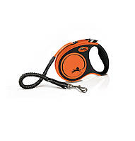 Поводок рулетка с амортизатором для собак Flexi Extrem Tape S 5 м до 20 кг Оранжевый ET, код: 7722073