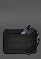 Кожаный чехол для ноутбука на молнии с карманом и хлястиком на руку Черный BlankNote VK, код: 8321872